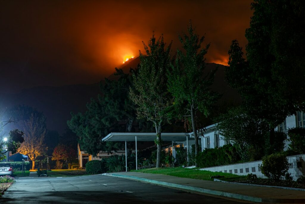 Historical photograph of the 2020 Bobcat Fire in California; NOT either 2026 Bryson Fire in Monterey or Los Angeles County