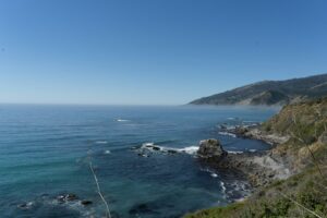 Scenic Big Sur cliffs near Highway 1, not the precise 45500 Highway 1 property or a construction site