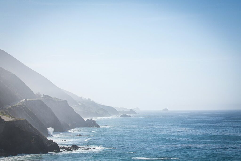 Scenic Big Sur coastline, not a photograph of the Sierra Mar dining room, Post Ranch Inn spa or today's restaurant seating