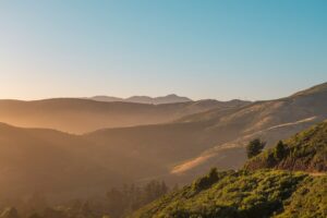 Illustrative California canyon landscape, not the Silverado creek clearing worksite