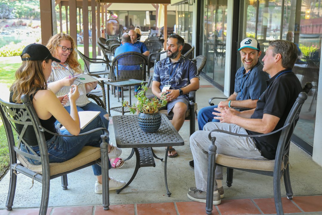 Small business owners discussing supplier opportunities in California
