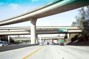 Illustrative existing overpass, NOT the unbuilt Highway 156 and Castroville Boulevard interchange or a construction progress photo