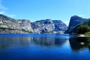 Hetch Hetchy Reservoir in Yosemite National Park; scenic photo, not showing road conditions on October 15, 2026