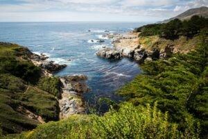 Monterey area coastal cliffs, illustrative of the region but not necessarily Garrapata Beach or Gate 19
