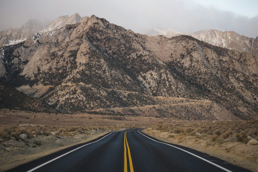 Illustrative mountain road, not the Route 299 project near Burnt Ranch