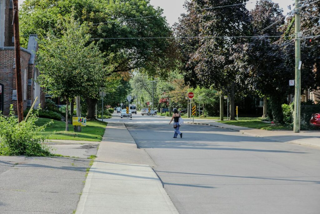 Illustrative sidewalk and pedestrian crossing; not the completed San Ardo project