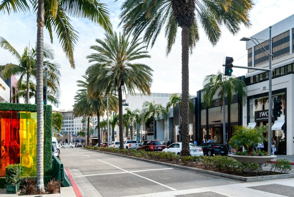 Illustrative shopping district street and landscaping, not the actual Del Monte Center project or completed 2026 improvements