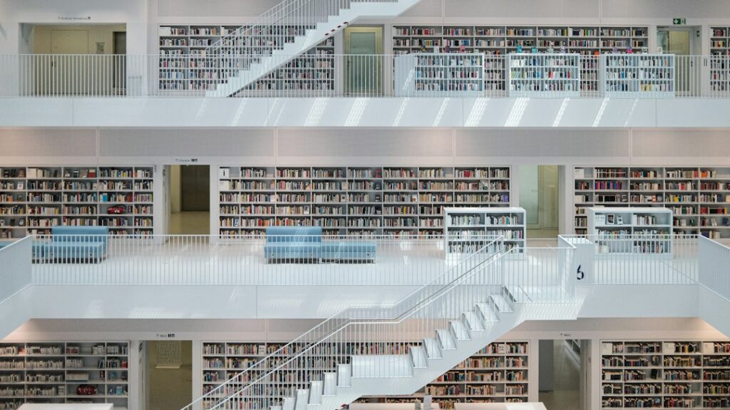 Illustrative library interior, not the Occidental Community Library