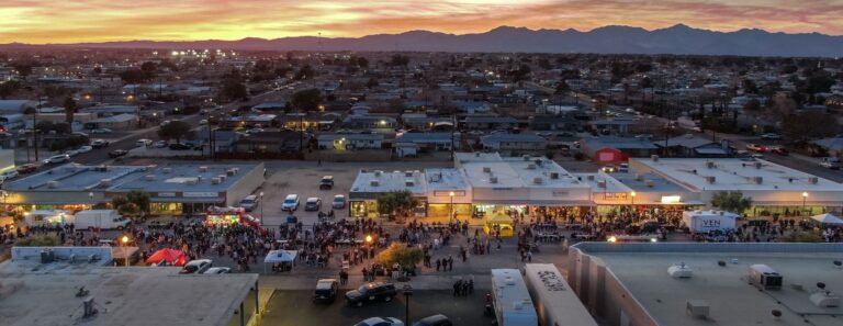 Aerial view of Balsam Street in Ridgecrest, California, photographed in 2023 by Nick Wakley (Wikimedia Commons user Jureidini). Historical, illustrative city photograph.