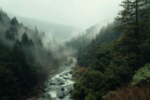 Illustrative mountain river scene, not the Upper Conner Creek construction site