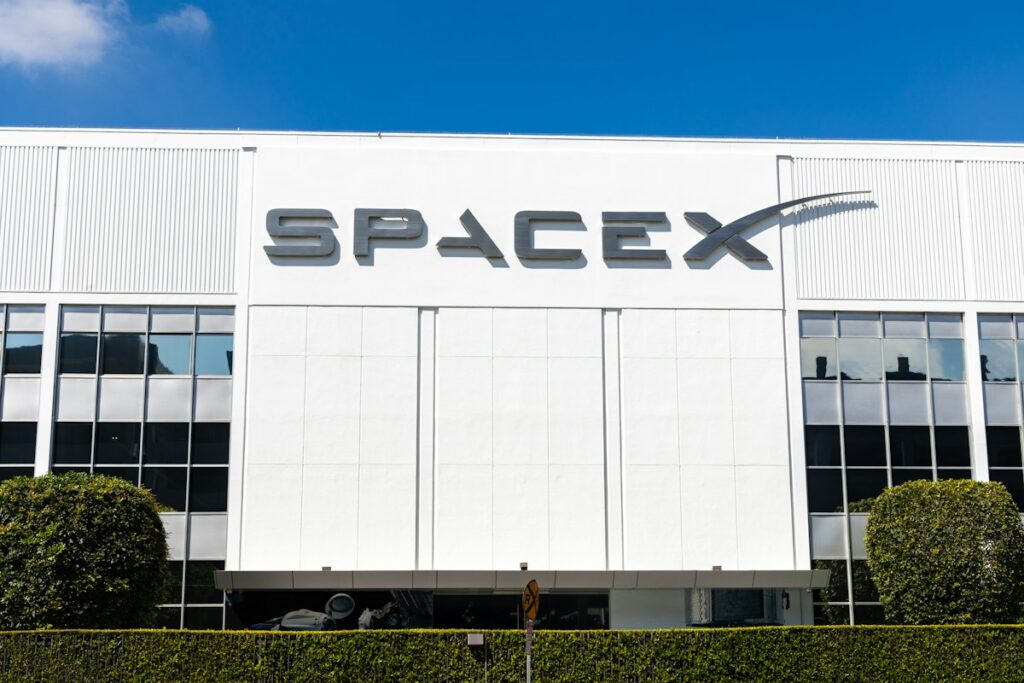 SpaceX company headquarters in Hawthorne, California, photographed in March 2024 by Sven Piper / Unsplash; archival illustrative photograph, not a 2026 stock distribution event.