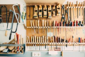 Illustrative hand tool rack, not actual Shandon Library inventory