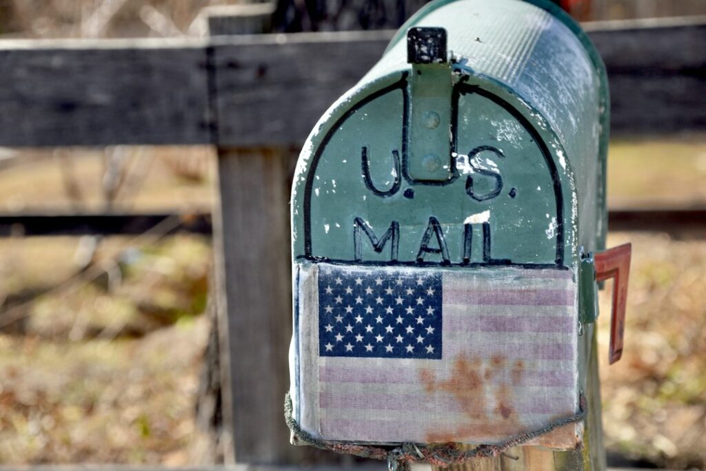 Illustrative United States Postal Service mailbox, not the Big Sur Post Office or an image of the September 2026 reopening