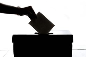 Illustrative voting photo; not the Sierraville ballot drop box